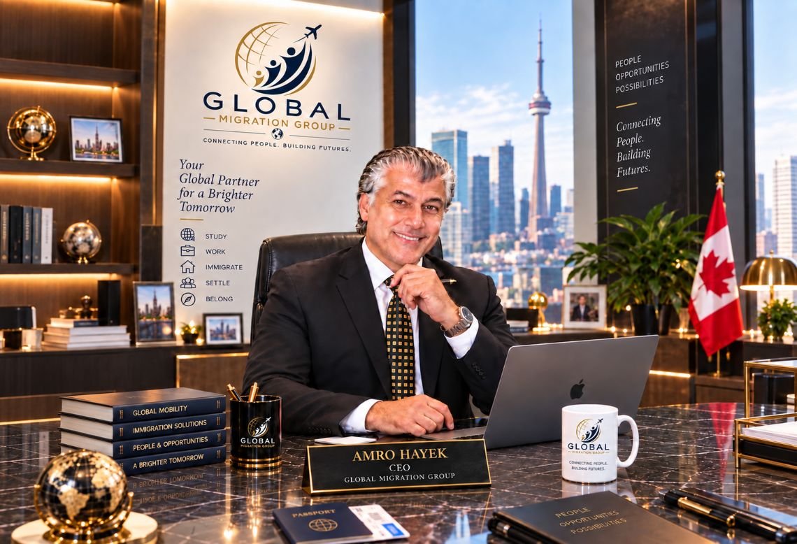 Amro Hayek, CEO of Global Migration Group, at the Canadian head office